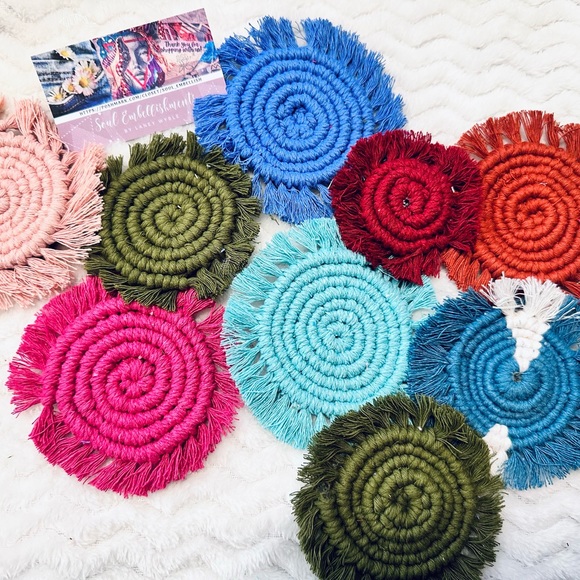 NEW: [2pc Set] Soul Embellishment’s Hand Woven Macrame Car Decor Coasters - Picture 13 of 17